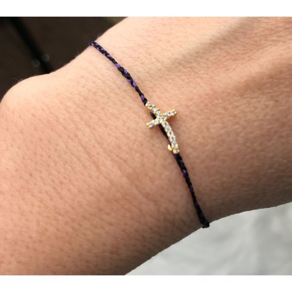 Anthropologie Jewelry - NWT Anthropologie Jewelry | Dainty Navy Mala Cross Bracelet | Artisan